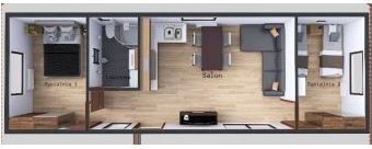 Mobilný dom FAMILY 4x12 48m2 Plán s vizualizáciou